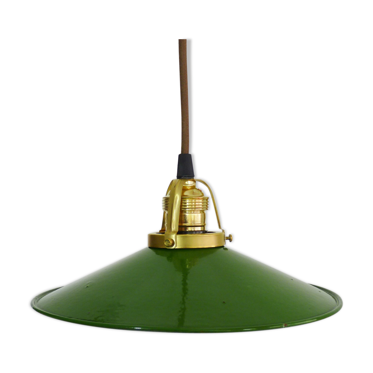 Hanging old green enamel sheet, flat, industrial, factory, workshop, garage