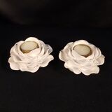 Duo de bougeoirs en céramique blanche