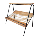Magazines rack metal shelf and wicker years 50