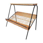 Magazines rack metal shelf and wicker years 50