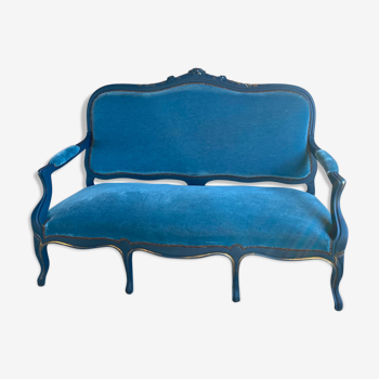 Banquette bleue style Louis XV