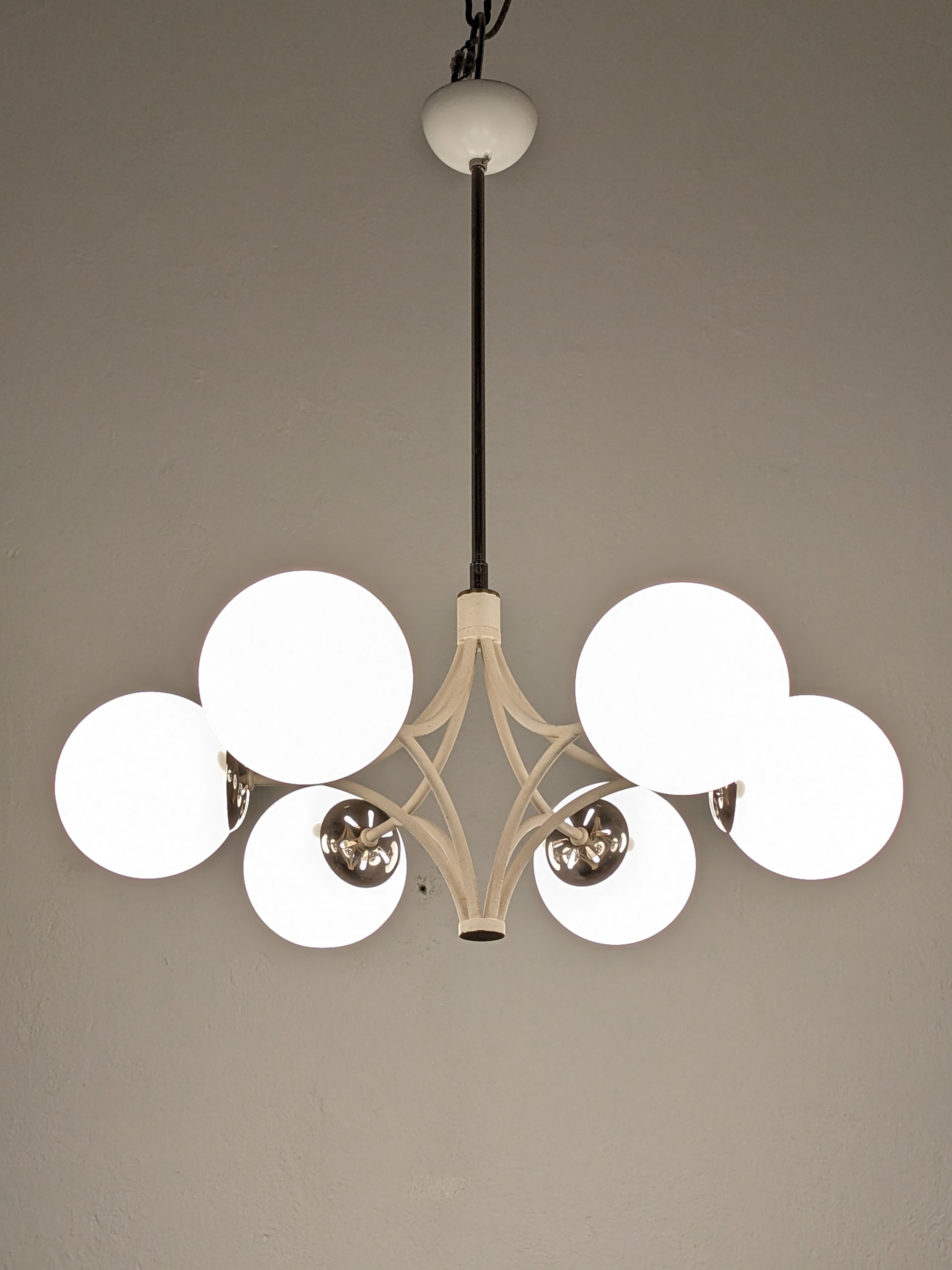 Space age chandelier with 6 lights of the 50s/60s