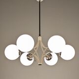 Space age chandelier with 6 lights of the 50s/60s