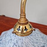 Applique murale en laiton et verre moucheté bleu