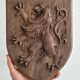 Plaque blason en bois Lion des Flandres.