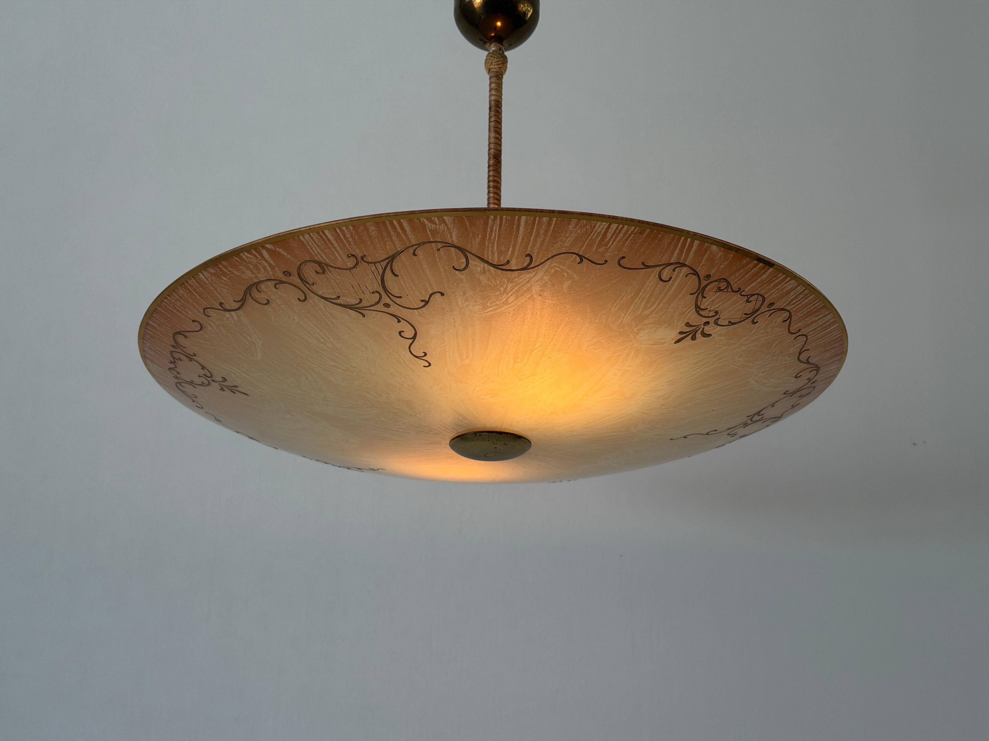 Art Deco ceiling light in pink gilded glass, 1940s, Germany