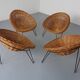 Mid-Century German Bamboo Chairs, 1950s, Set of 4