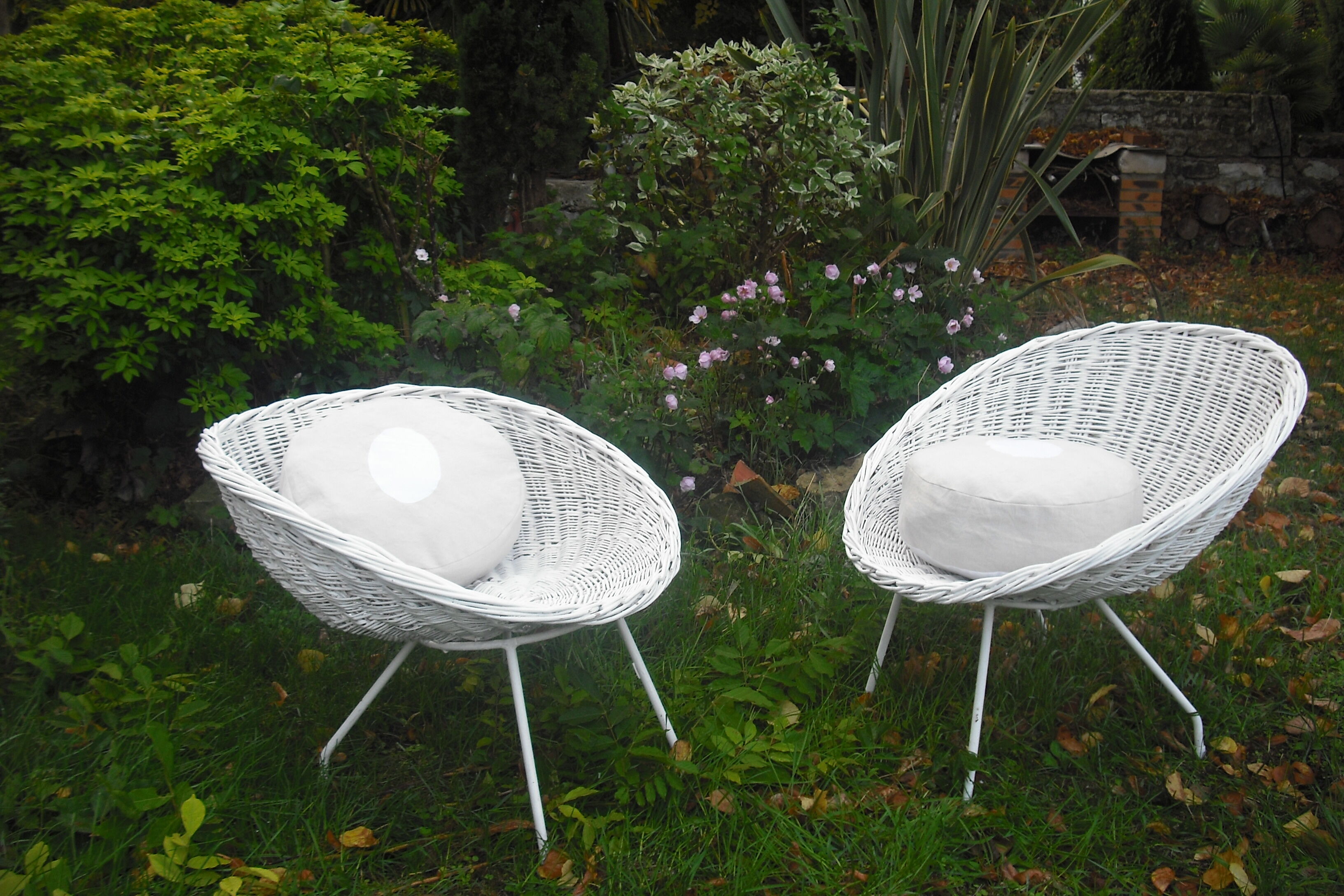 Pair of rattan basket chairs