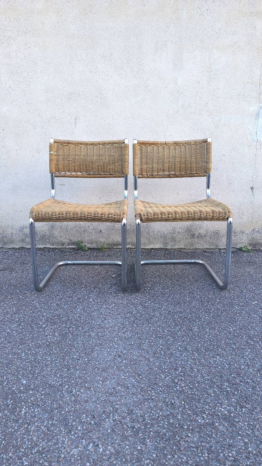 Pair cesca b32 chair design Marcel Breuer