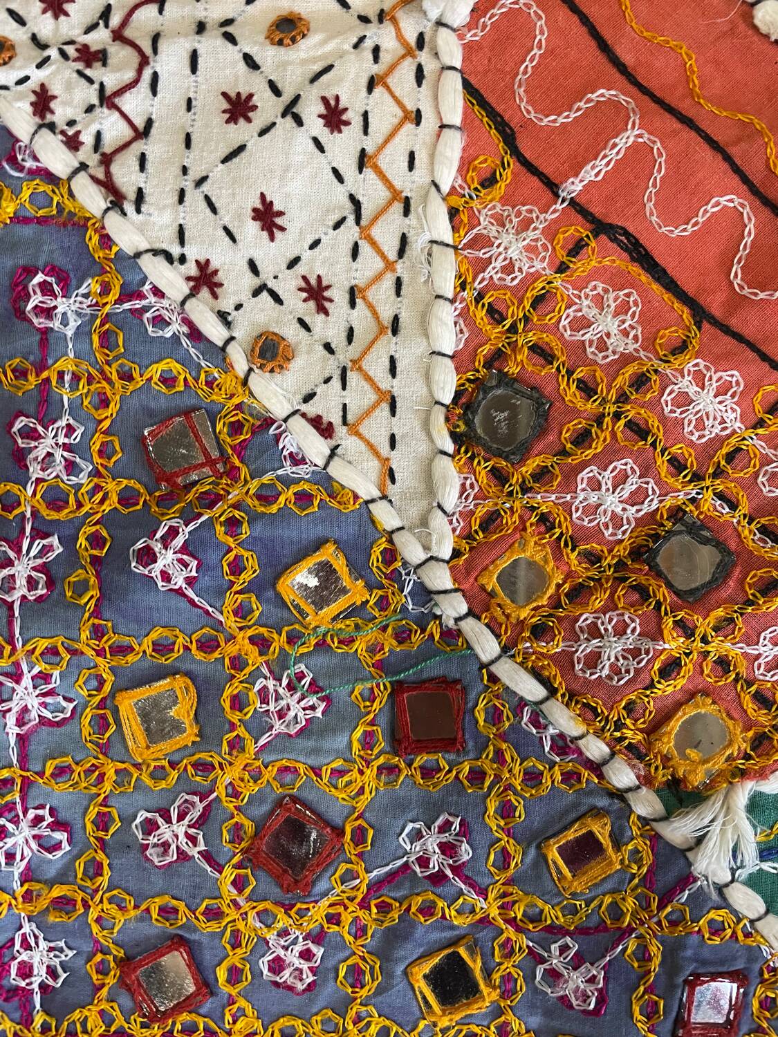 Oriental tablecloth with mirror and embroidery