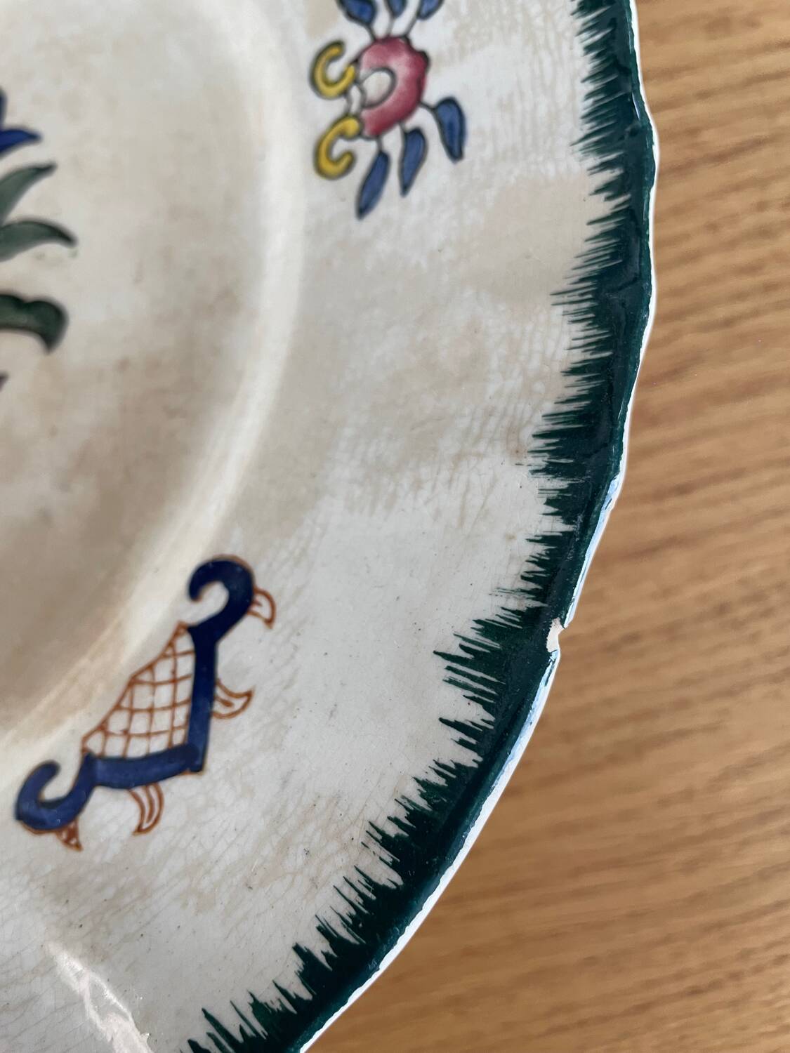 Large flat plate Longwy old Rouen