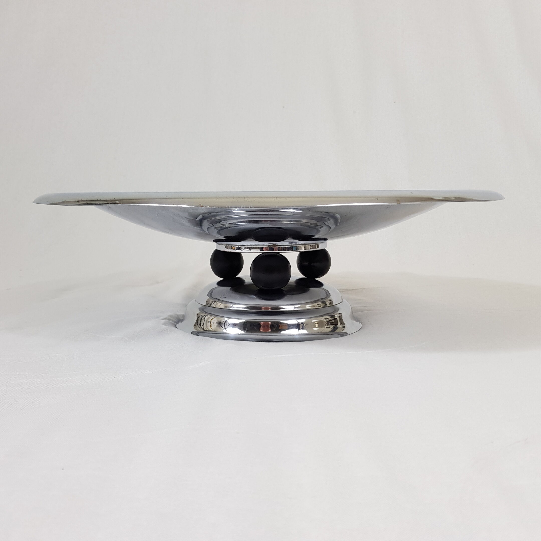 Cut with chrome brass fruit Art Deco Modernist Bauhaus