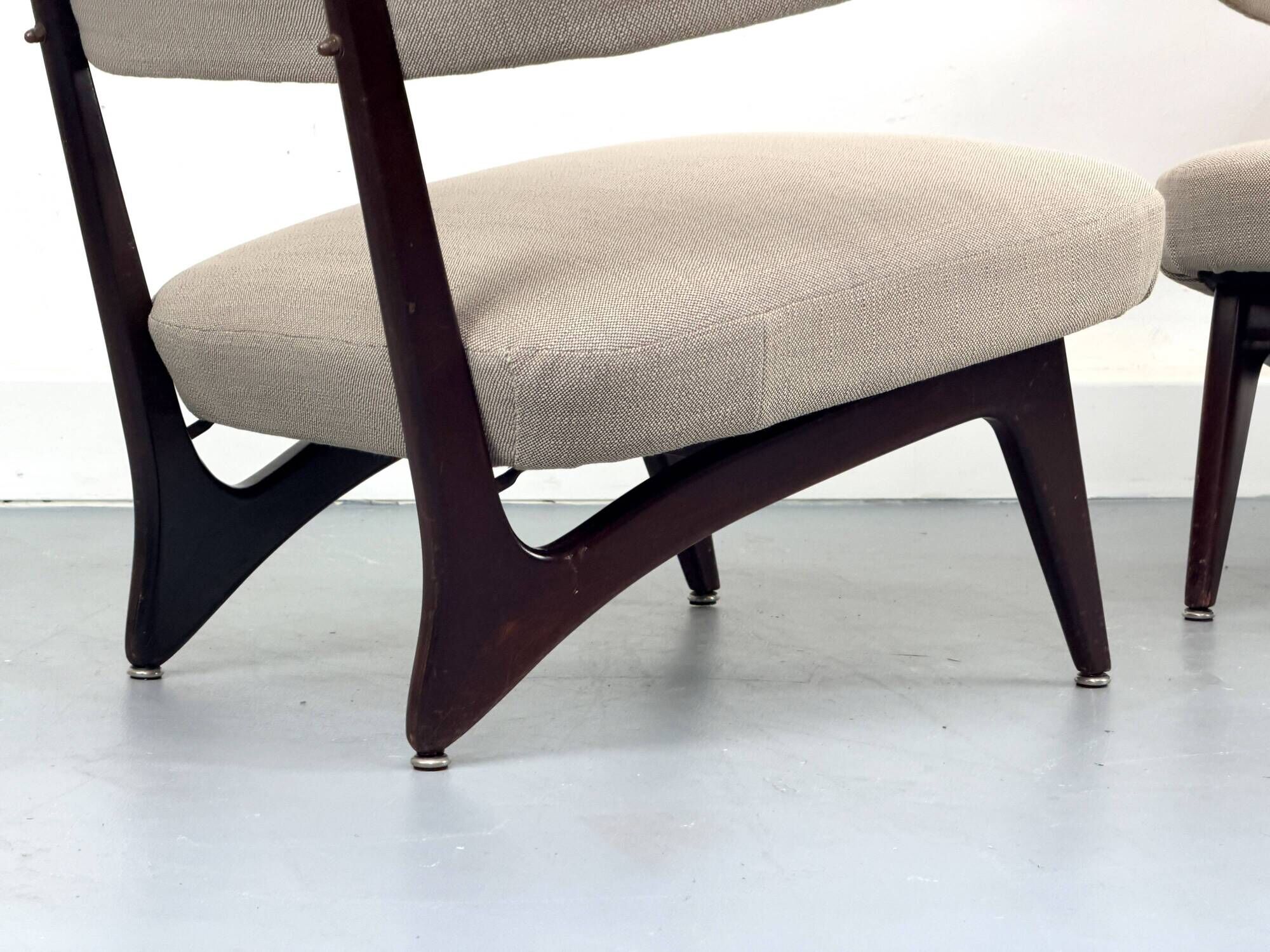 Lounge chairs with new fabric, 1950s, Set of 2