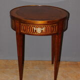 Louis xvi style hot water bottle table in marquetry around 1900