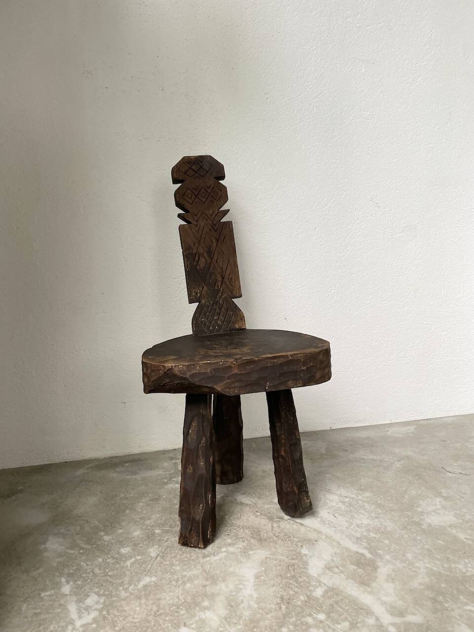Brutalist stool with African influence
