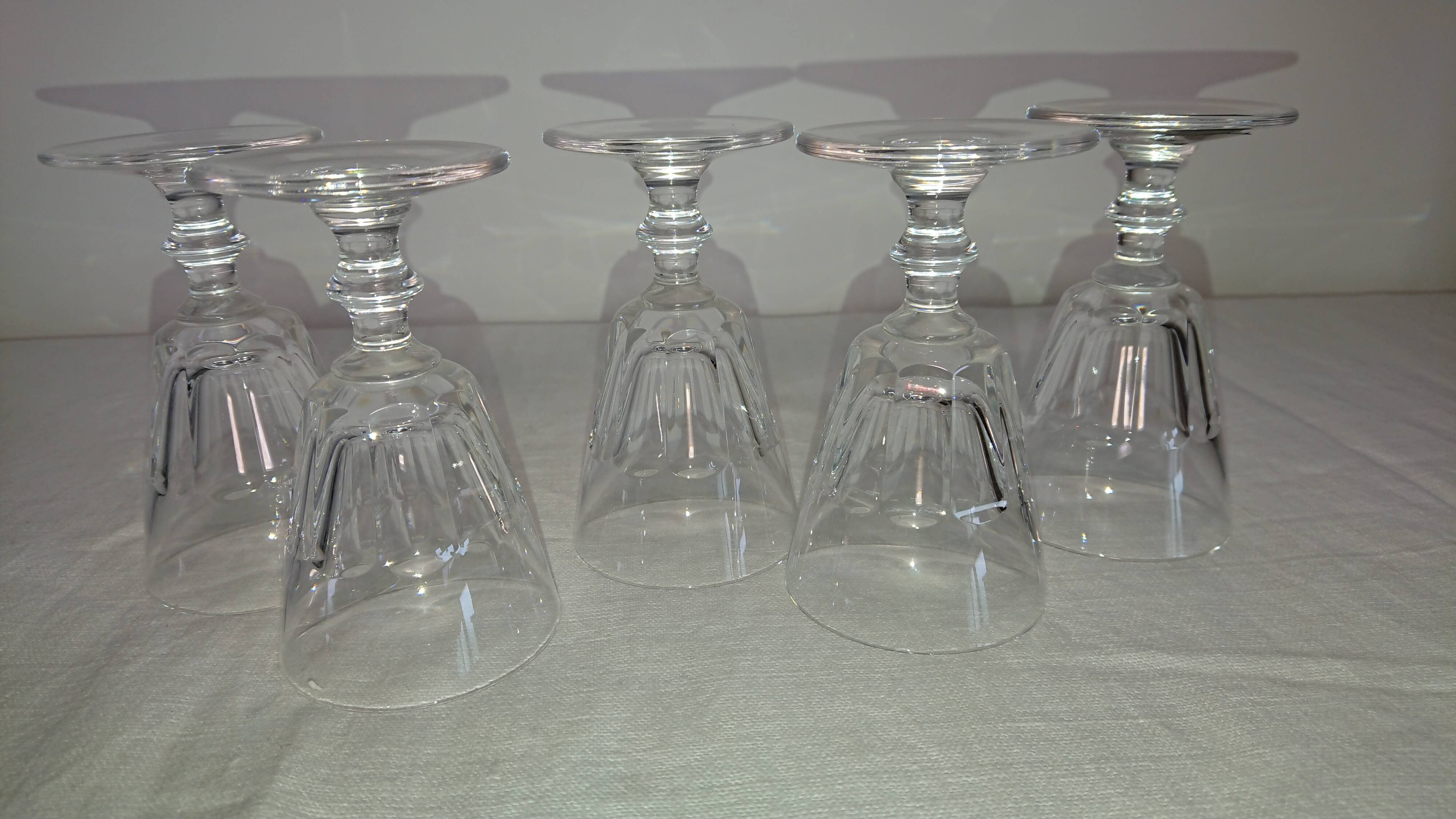 Five faceted glasses, caton collection, Saint-Louis crystal factory
