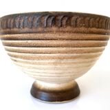 Vintage brown & beige ceramic flower pot / planter