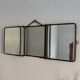 Vintage 1930s triptych barber mirror in ivory faux leather Art Deco - 27 x