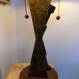 Tiffany art deco bronze lamp and stained glass
