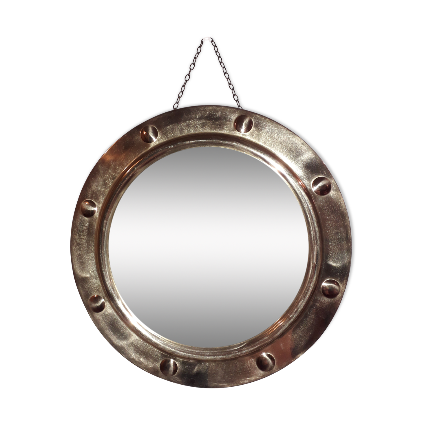 Mirror witch bulging brass 48x48cm