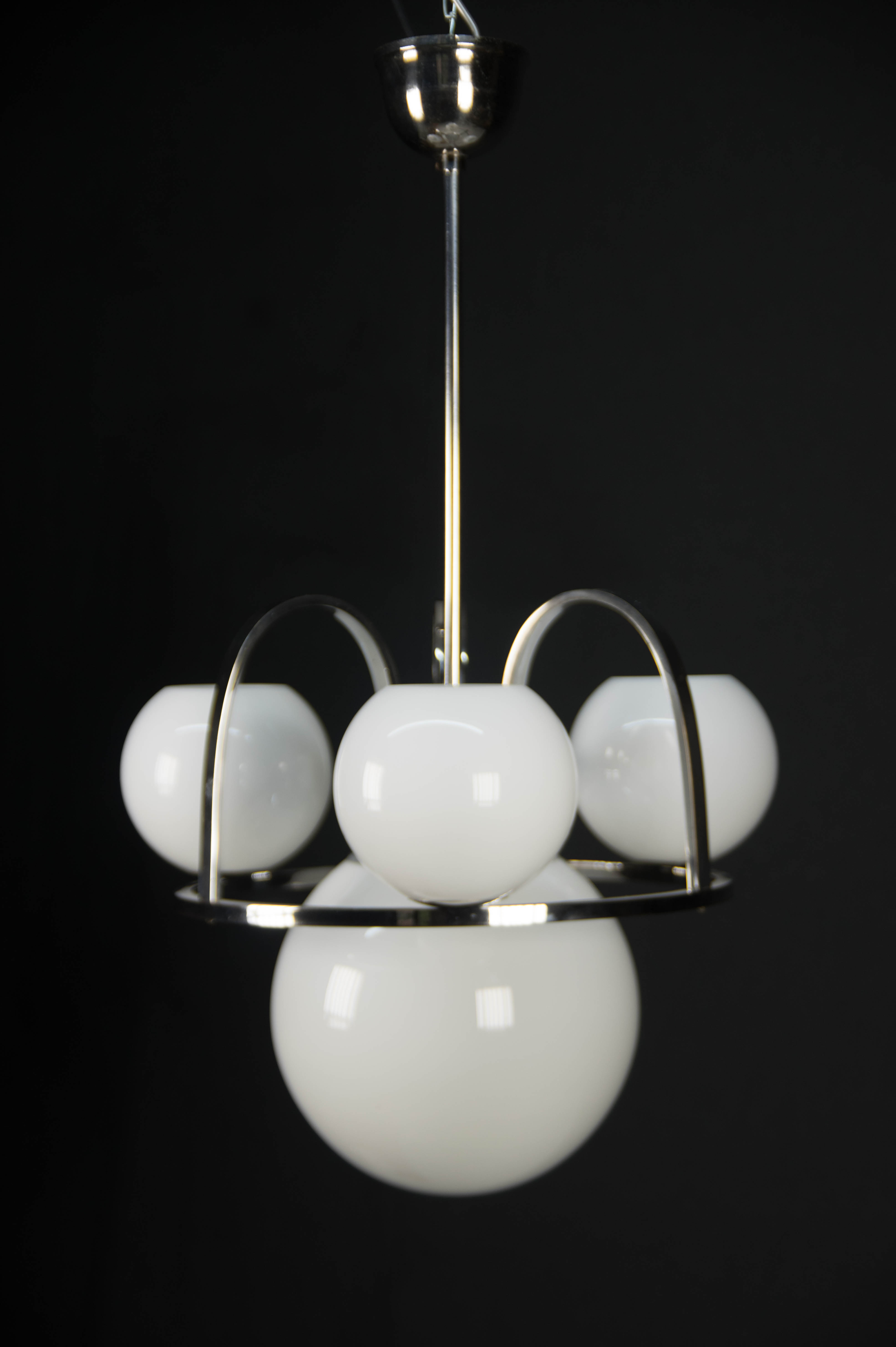 Bauhaus Chrome-plated Chandelier, 1930s