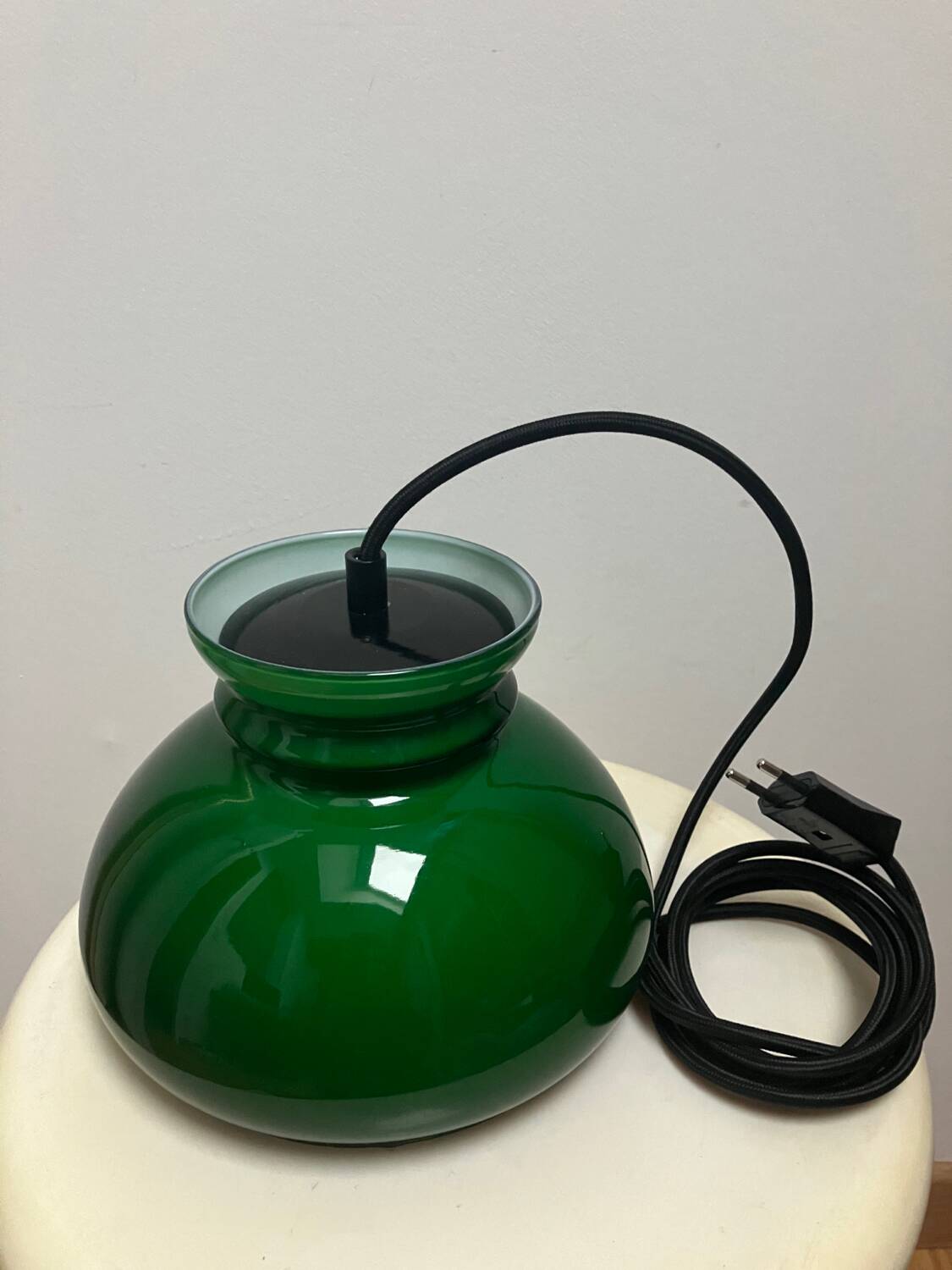 Vintage green opaline portable lamp
