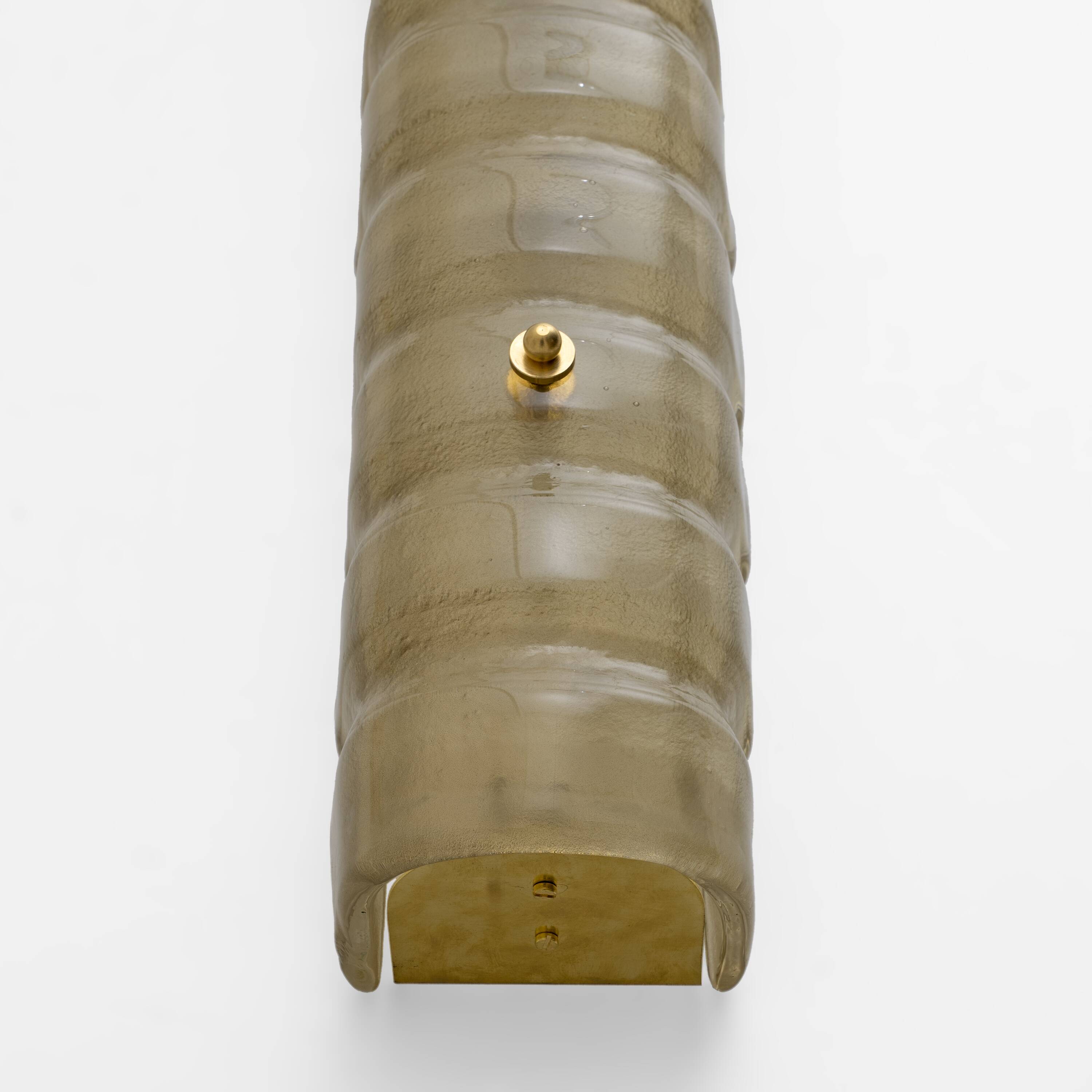 Pair of Murano Gold-Toned Frosted Glass and Brass Wall Sconces, Italy