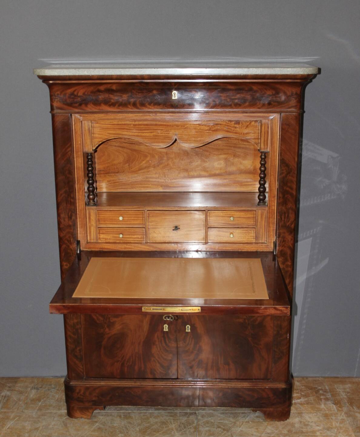 Charles X Secretary in Mahogany and Maple, early 19th century