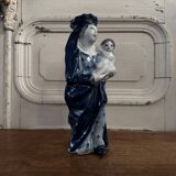 Virgin and Child, 18th century, blue background, ermine decoration