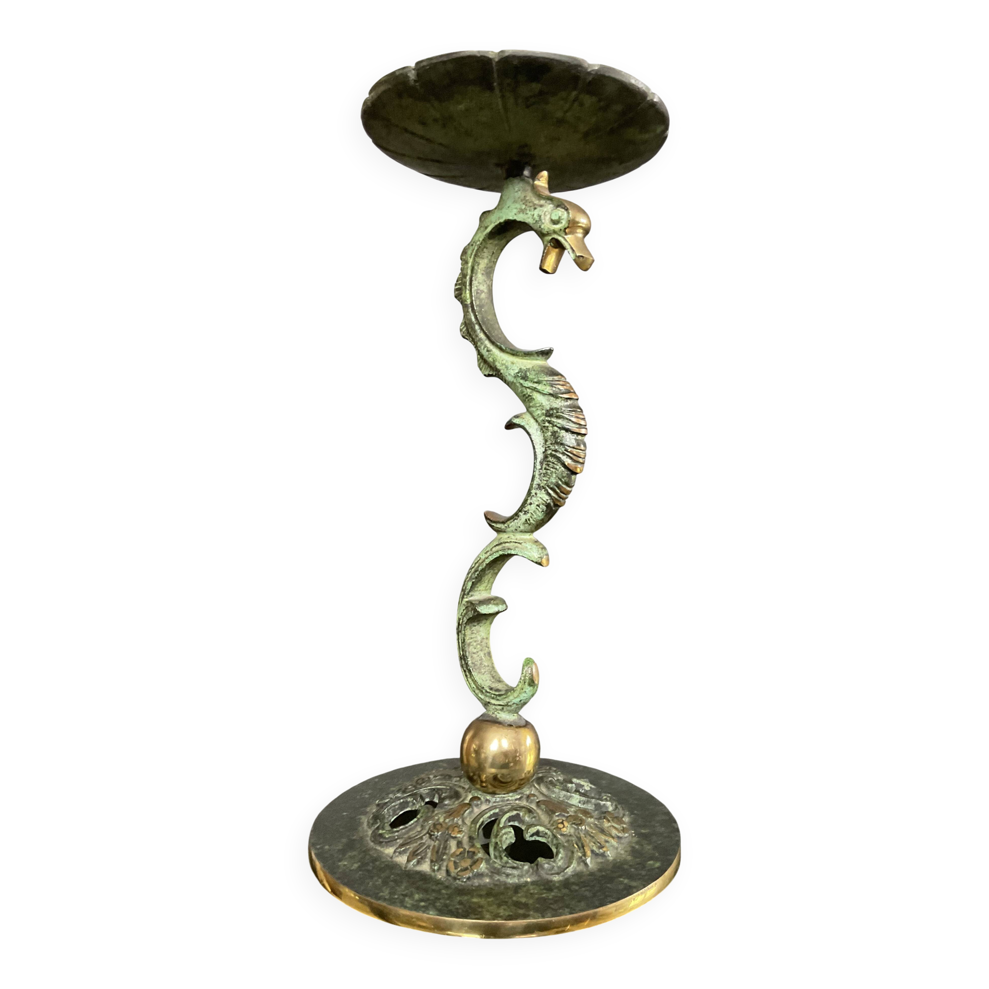 Empire style bronze candlestick with a candle holder