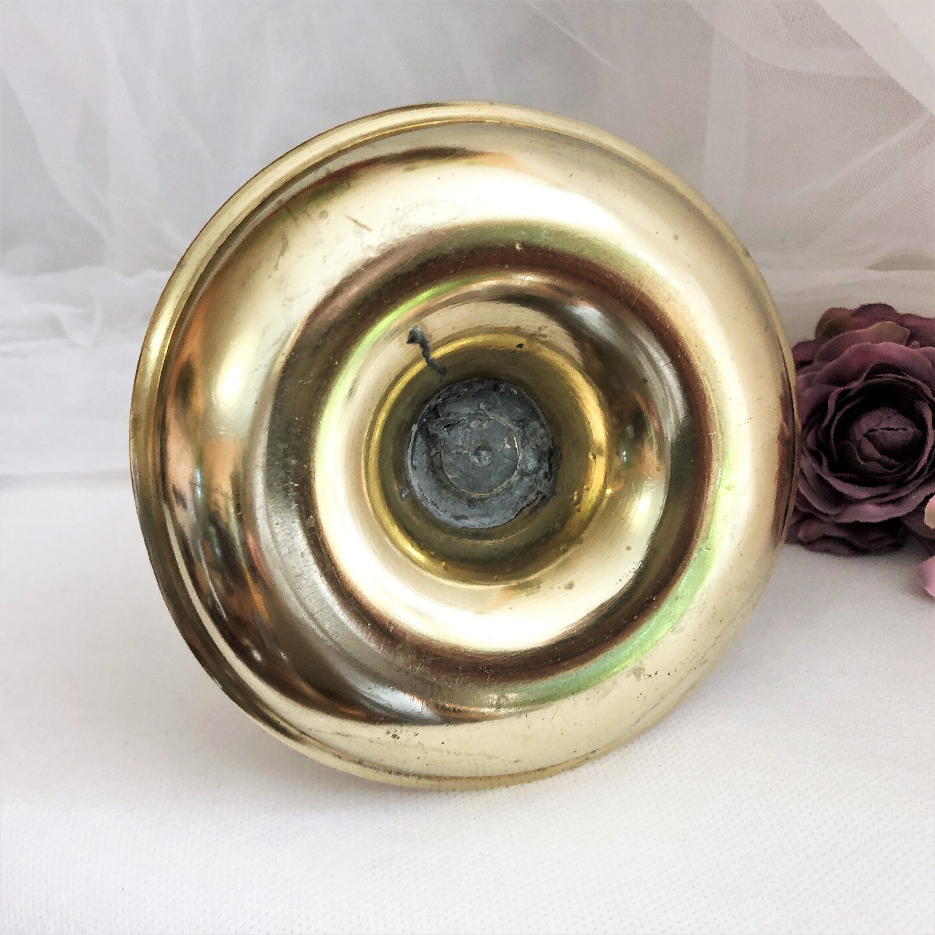 Gilded copper table candle holder with Victorian style nineteenth century