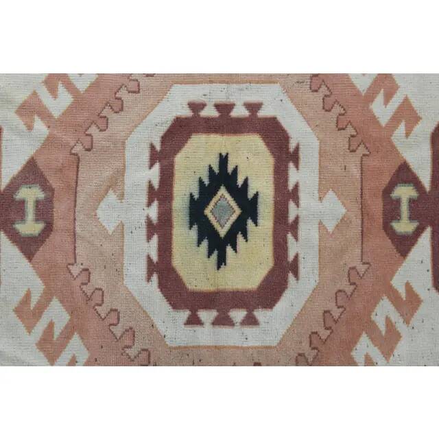 1970s Turkish Oushak Handmade Wool Cotton Pink Area Rug 183x244