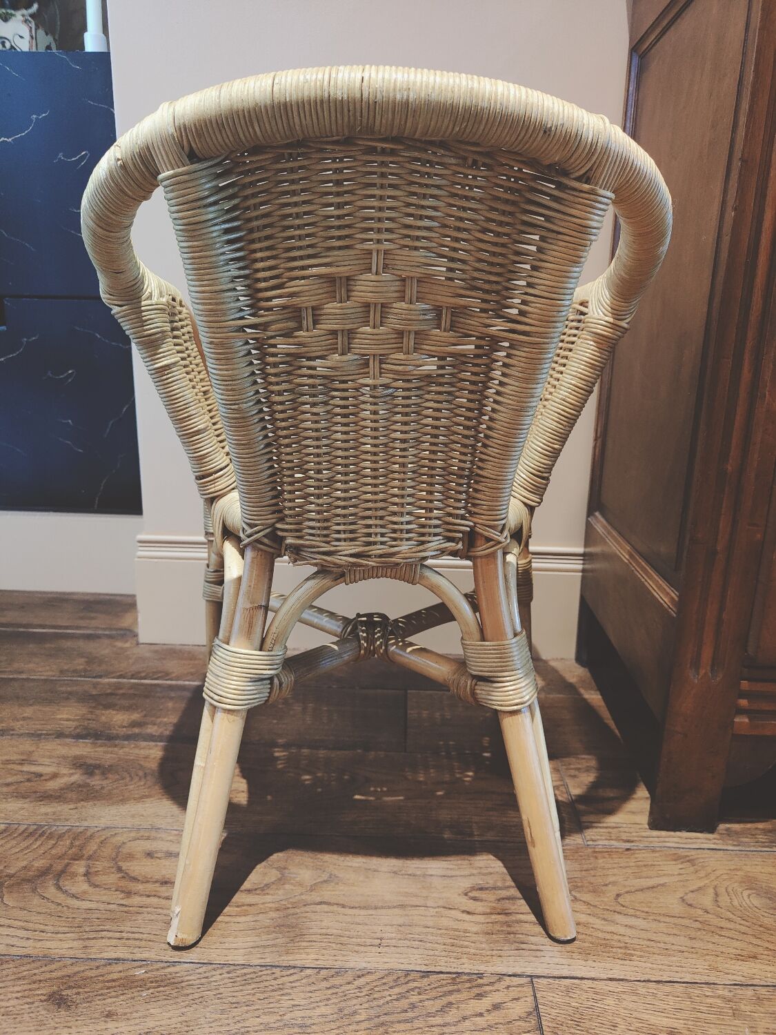 Child's chair in rattan and wicker
