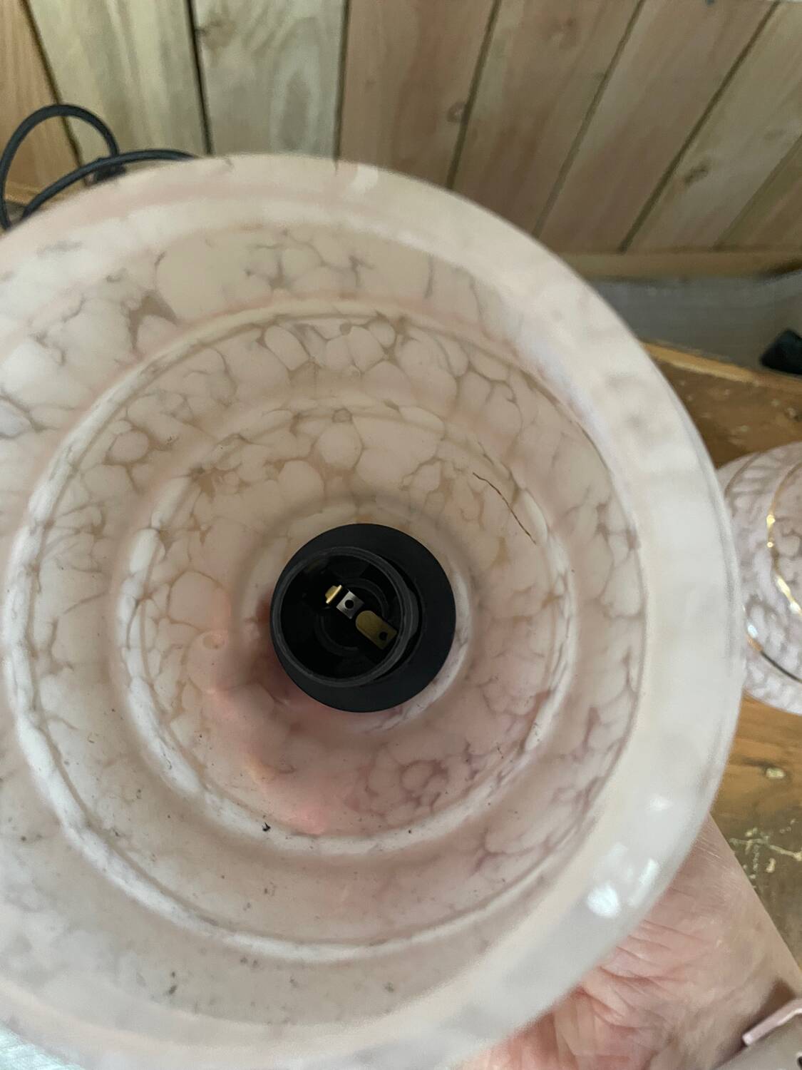 Pink glass portable lamp from Clichy