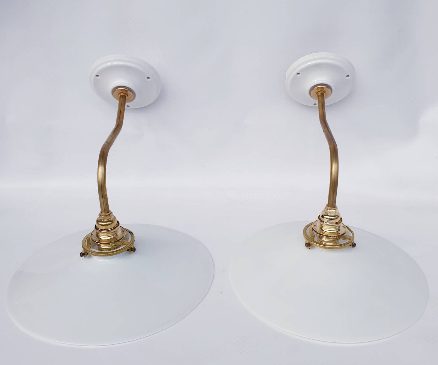 White opaline swan neck wall lights