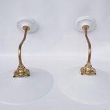 White opaline swan neck wall lights