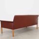 Canapé en cuir marron, design danois, années 1960, designer : Hans Olsen, production : CS Møbler