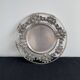 Vintage, round dish, silver metal, stylized leaf and rose decoration, French work, France