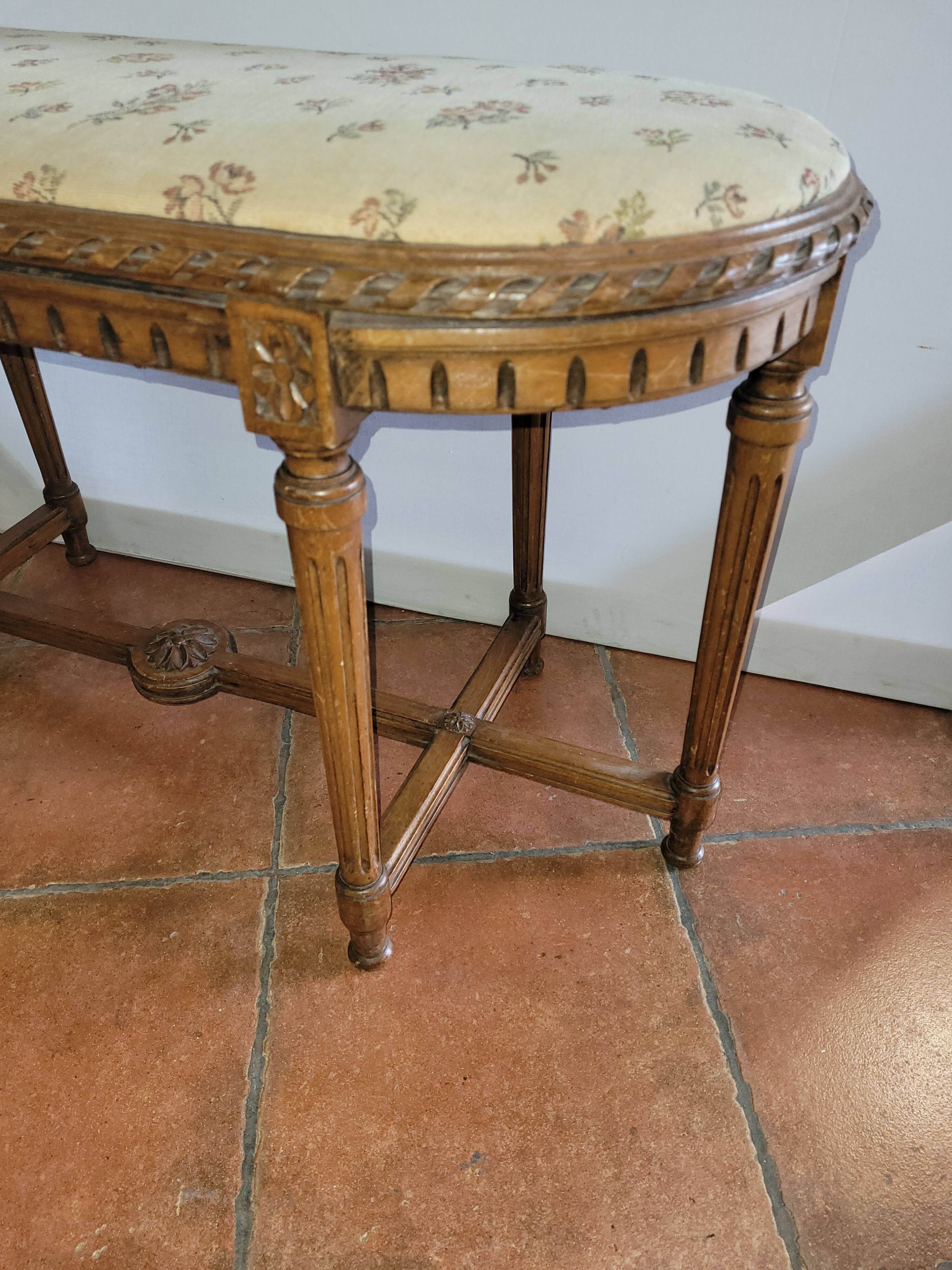 Antique walnut piano bench