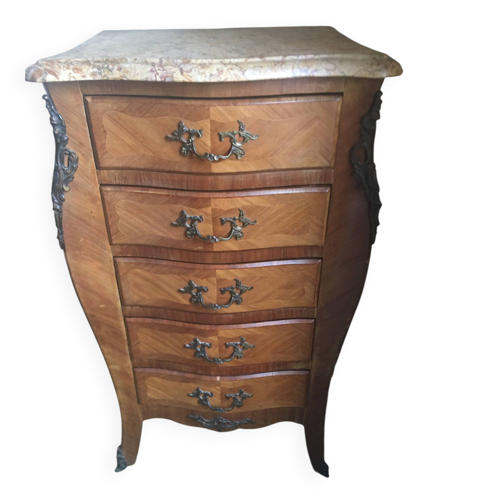 Rosewood and marble chest of drawers