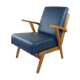 Fauteuil en cuir bleu des années 1970