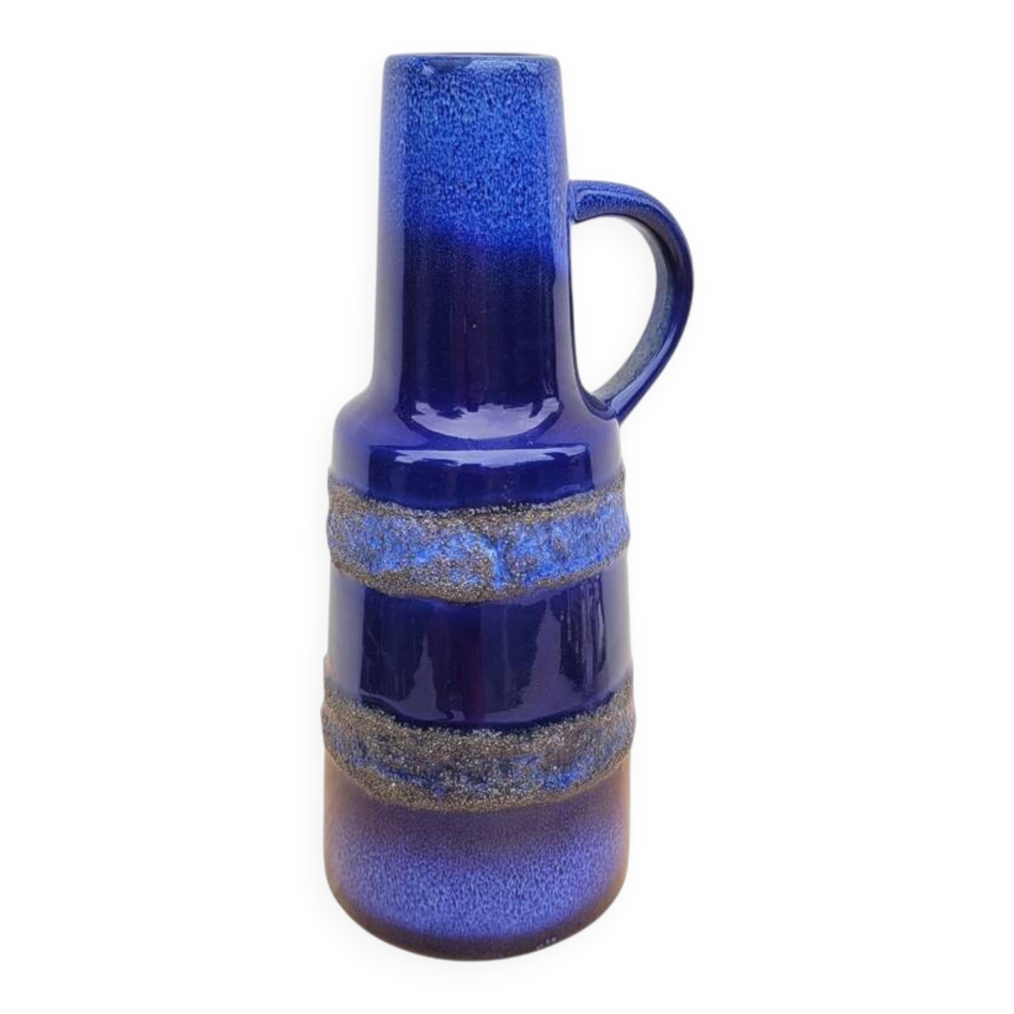 Vintage 70s midnight blue handled vase