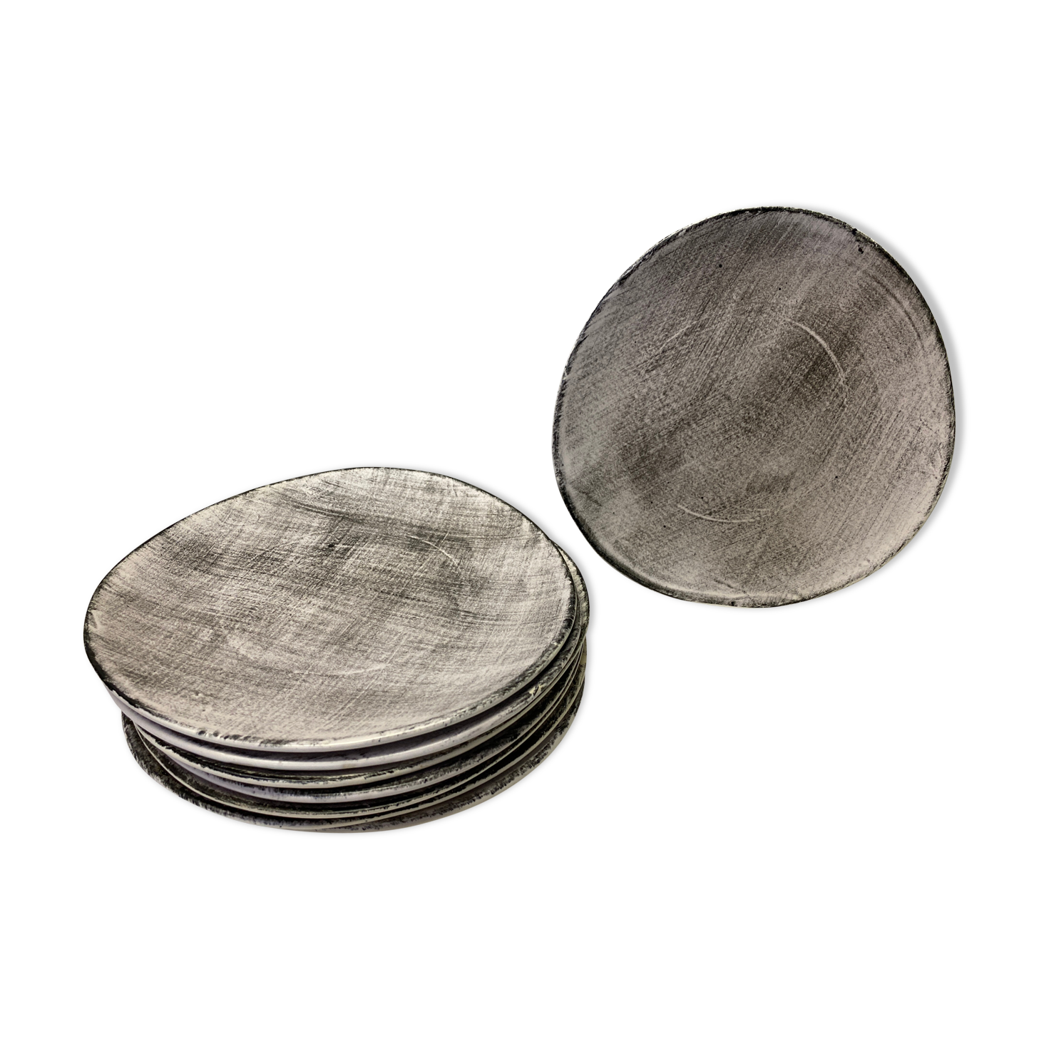 Ensemble de 8 assiettes faïence Niderviller Crépuscule
