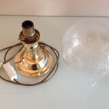 Brass bedside lamp and bubbled glass globe / vintage 60s-70s