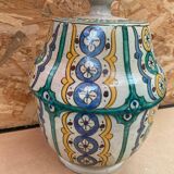 Old Jobbana Butter Jar Morocco Polychrome Earthenware 19th Century Vintage #B084