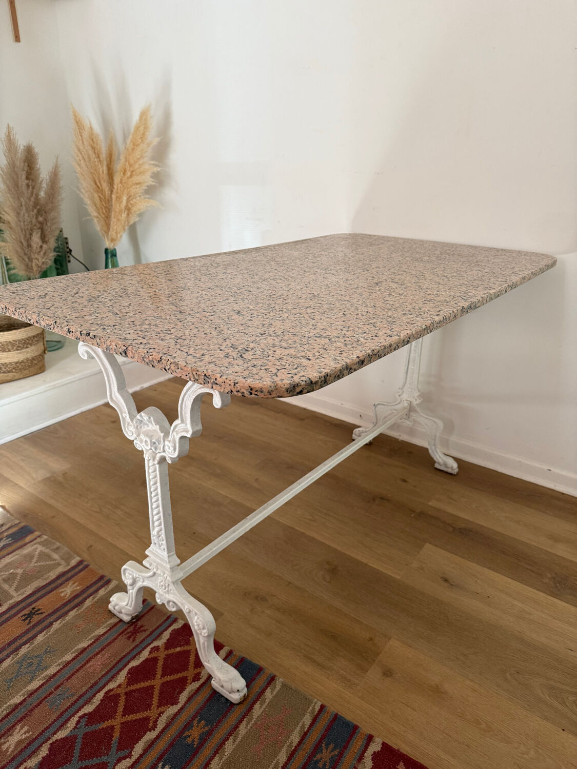 Marble and wrought iron table