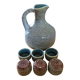 Pitcher and its 6 small ceramic cups sign Accolay