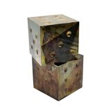 Pair of brass dice-shaped paperweights / bookends, Italy 1970s