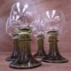 4 Roemer style wine glasses with large olive green stems