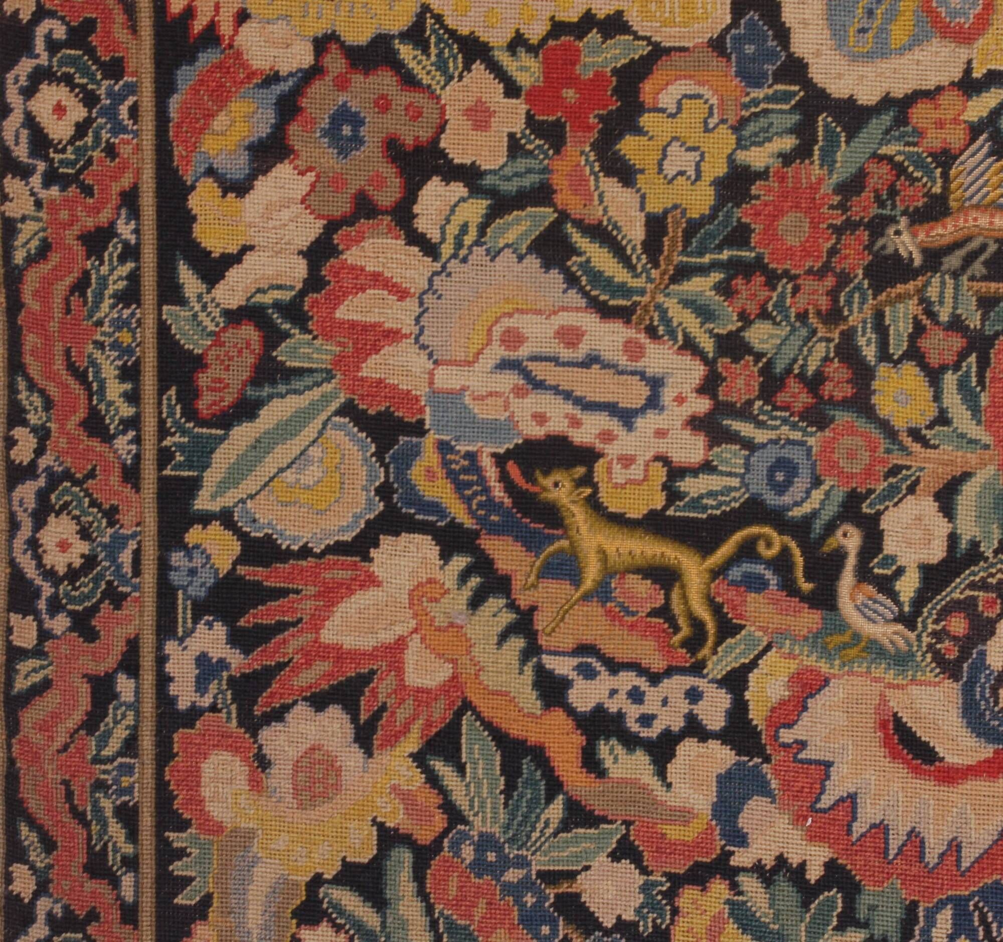 Brussels tapestry from the 19th century – Flowering greenery and gallant scene
